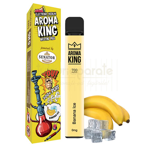 Tigara electronica de unica folosinta fara nicotina cu 700 pufuri aroma de banane AK by Senator Banana Ice
